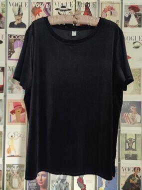 Old Navy Black Scoop-Neck Velvet Boyfriend Shirt – Plus-Size 1X